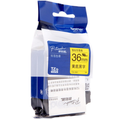 兄弟(brother)TZe-S661标签色带/碳带 黄底黑字36MM 彩色 原装正品 黄色